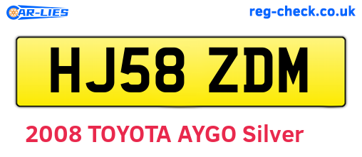 HJ58ZDM are the vehicle registration plates.
