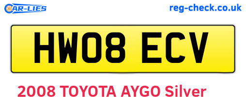 HW08ECV are the vehicle registration plates.