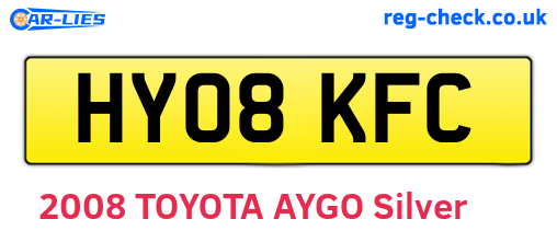 HY08KFC are the vehicle registration plates.