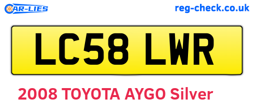 LC58LWR are the vehicle registration plates.