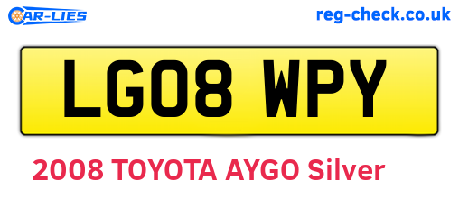 LG08WPY are the vehicle registration plates.