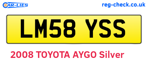 LM58YSS are the vehicle registration plates.