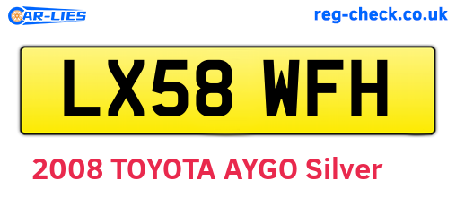 LX58WFH are the vehicle registration plates.