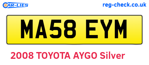 MA58EYM are the vehicle registration plates.