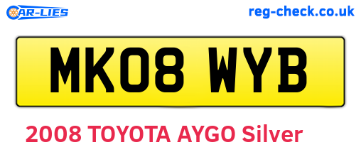 MK08WYB are the vehicle registration plates.