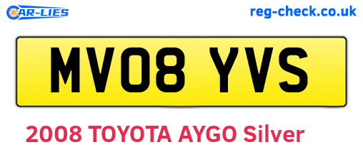 MV08YVS are the vehicle registration plates.
