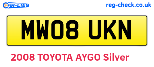 MW08UKN are the vehicle registration plates.