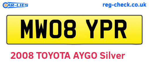 MW08YPR are the vehicle registration plates.