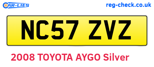 NC57ZVZ are the vehicle registration plates.
