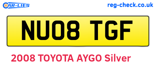 NU08TGF are the vehicle registration plates.