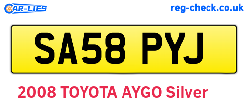 SA58PYJ are the vehicle registration plates.