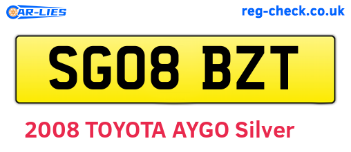 SG08BZT are the vehicle registration plates.