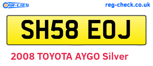 SH58EOJ are the vehicle registration plates.