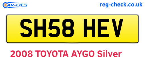 SH58HEV are the vehicle registration plates.
