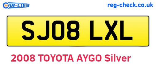 SJ08LXL are the vehicle registration plates.