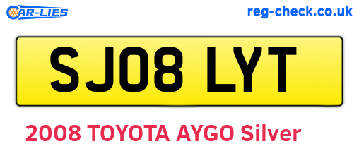 SJ08LYT are the vehicle registration plates.