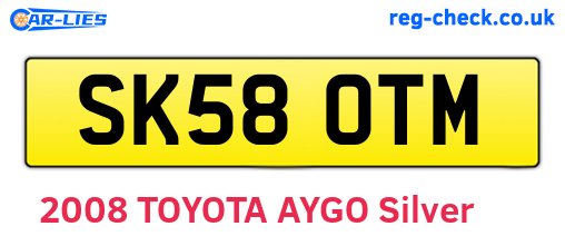 SK58OTM are the vehicle registration plates.