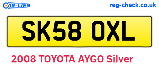 SK58OXL are the vehicle registration plates.