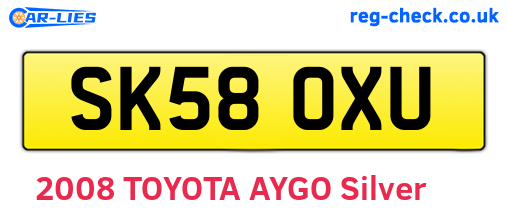 SK58OXU are the vehicle registration plates.