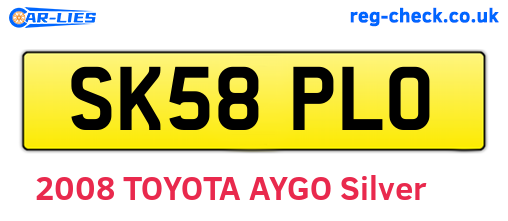 SK58PLO are the vehicle registration plates.
