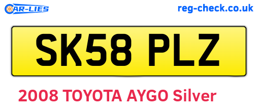 SK58PLZ are the vehicle registration plates.