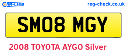 SM08MGY are the vehicle registration plates.