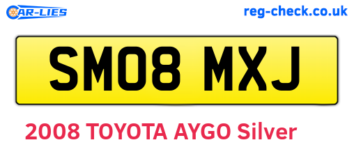 SM08MXJ are the vehicle registration plates.