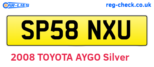 SP58NXU are the vehicle registration plates.