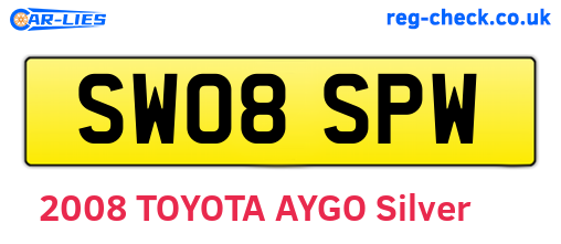 SW08SPW are the vehicle registration plates.