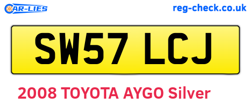 SW57LCJ are the vehicle registration plates.