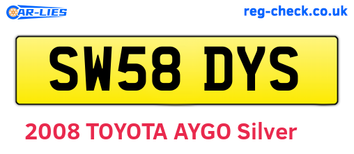 SW58DYS are the vehicle registration plates.