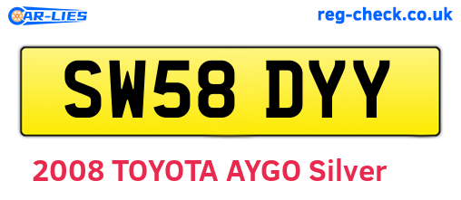 SW58DYY are the vehicle registration plates.