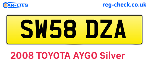 SW58DZA are the vehicle registration plates.