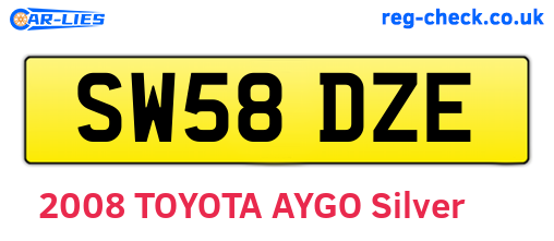 SW58DZE are the vehicle registration plates.