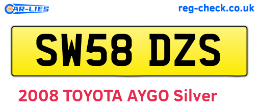 SW58DZS are the vehicle registration plates.