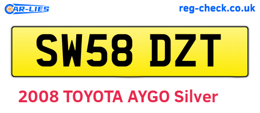SW58DZT are the vehicle registration plates.