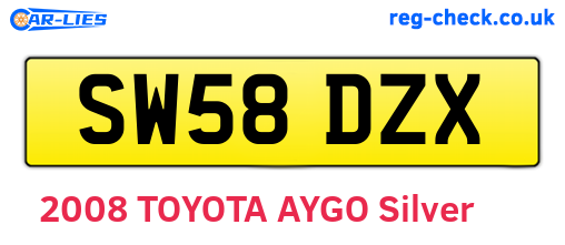 SW58DZX are the vehicle registration plates.