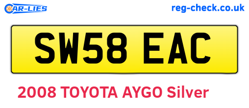 SW58EAC are the vehicle registration plates.