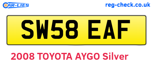 SW58EAF are the vehicle registration plates.
