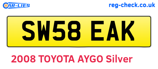 SW58EAK are the vehicle registration plates.
