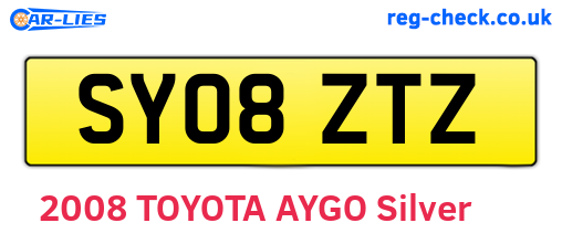 SY08ZTZ are the vehicle registration plates.