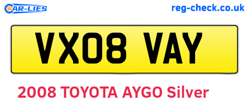 VX08VAY are the vehicle registration plates.