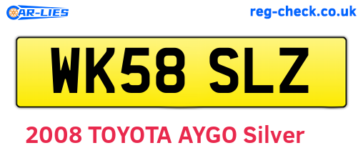 WK58SLZ are the vehicle registration plates.