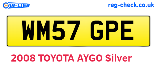 WM57GPE are the vehicle registration plates.