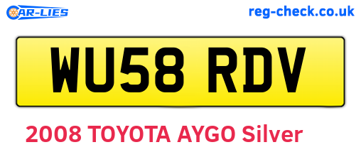 WU58RDV are the vehicle registration plates.