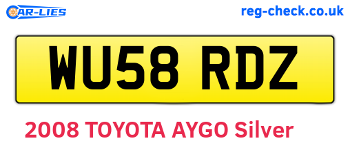 WU58RDZ are the vehicle registration plates.