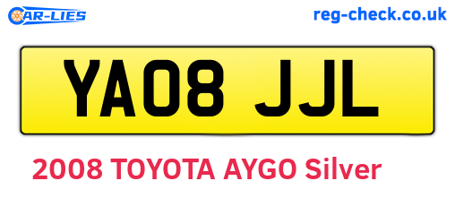 YA08JJL are the vehicle registration plates.