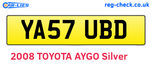 YA57UBD are the vehicle registration plates.