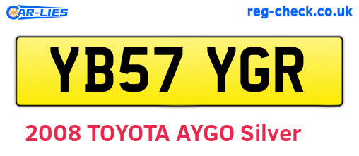 YB57YGR are the vehicle registration plates.