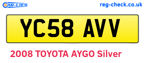 YC58AVV are the vehicle registration plates.